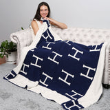 H Patterned Reversible Throw Blanket Jewelry