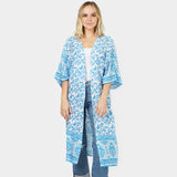 Floral Patterned Cover Up Kimono Poncho