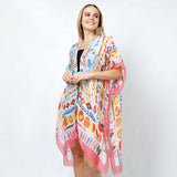 Abstract Print Kimono Poncho