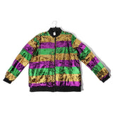 Mardi Gras Sequin Striped Zipper Jacket