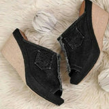 Denim Platform Wedges - AfterAmour