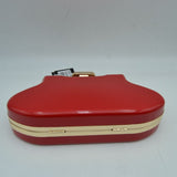 Glossy Hard Shell Clutch with Rhinestone Clasp and Chain Strap