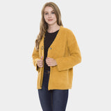 Chunky Solid Color Pockets Sweater Cardigan