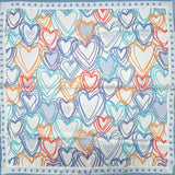 Colorful Heart Pattern Print Square Bandana Scarf