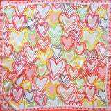 Colorful Heart Pattern Print Square Bandana Scarf