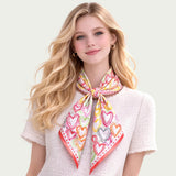 Colorful Heart Pattern Print Square Bandana Scarf