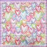 Colorful Heart Pattern Print Square Bandana Scarf