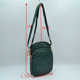 Quilted Puffer Crossbody Bag Multi-Zip Shoulder Bag with Adjustable Strap