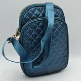 Quilted Puffer Crossbody Bag Multi-Zip Shoulder Bag with Adjustable Strap