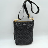 Quilted Vertical Crossbody Pouch Bag with Front Snap Pocket