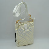 Quilted Vertical Crossbody Pouch Bag with Front Snap Pocket