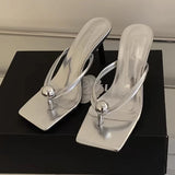 Metallic Square-Toe Statement Heels - AfterAmour
