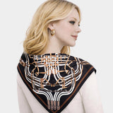 Maze Equestrian Harness Print Square Bandana Scarf