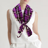 Crochet Drop Fringe Plaid Check Scarf