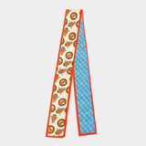 Horse Motif Pattern Print Silk Feel Twilly Skinny Scarf