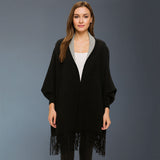 Fringe Trim Shawl Poncho