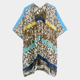 Multi Animal Printed Cover Up Kimono Poncho