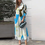 Loose Brushstroke Print Dress - AfterAmour