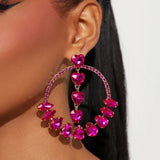 Pink Crystal Heart Hoop Earrings - AfterAmour