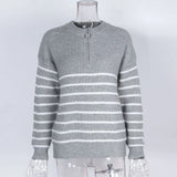 Spring Women Sweater Striped O-neck Long Sleeve Warm Thick Sweaters Female Spring New Trendy Elegant Casual Ladies Clothes