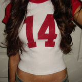 Varsity Forteen Baby Tee - AfterAmour