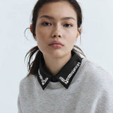 Rhinestone Collar Detachable Shirt Insert