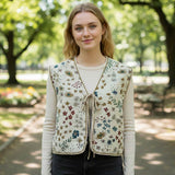 Vintage Floral Tapestry Tie Front Vest