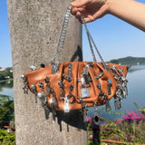 Leather Zipper Hand Bag