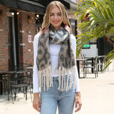 Leopard Print Oversized Fringe Chunky Oblong Scarf