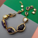 Amethyst Pearl Chain Necklace - AfterAmour