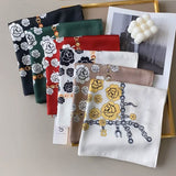 Silk Feel Rose Print Square Scarf