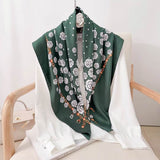 Silk Feel Rose Print Square Scarf