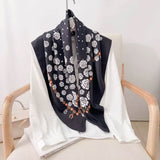 Silk Feel Rose Print Square Scarf