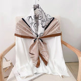 Silk Feel Floral Pattern Print Square Scarf