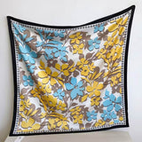 Silk Feel Floral Pattern Print Square Scarf