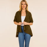 Open Front Solid Wrap Poncho