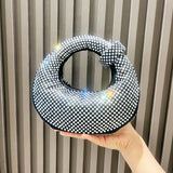 Sparkling Crystal-Studded Crescent Bag