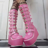 Buckle Strap High Platform Boots - AfterAmour
