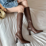 High Heel Long Zipper Boots - AfterAmour