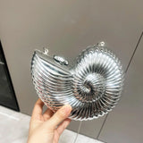 Silver Spiral Seashell Clutch
