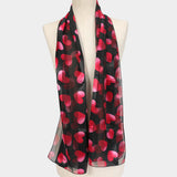 6PCS - Silk Feel Satin Striped Heart Patterned Scarf
