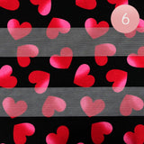 6PCS - Silk Feel Satin Striped Heart Patterned Scarf