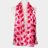 6PCS - Silk Feel Satin Striped Heart Patterned Scarf
