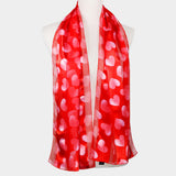 6PCS - Silk Feel Satin Striped Heart Patterned Scarf
