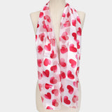 6PCS - Silk Feel Satin Striped Heart Patterned Scarf