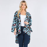Lightweight Leopard Print Open Front Kimono Poncho