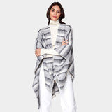 Cozy Striped Three Tone Ruana Poncho