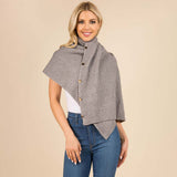 Convertible Button Up Waffle Knit Shawl Cape Poncho