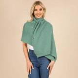 Convertible Button Up Waffle Knit Shawl Cape Poncho