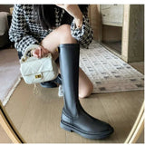 High Heel Thick Leather Boots - AfterAmour